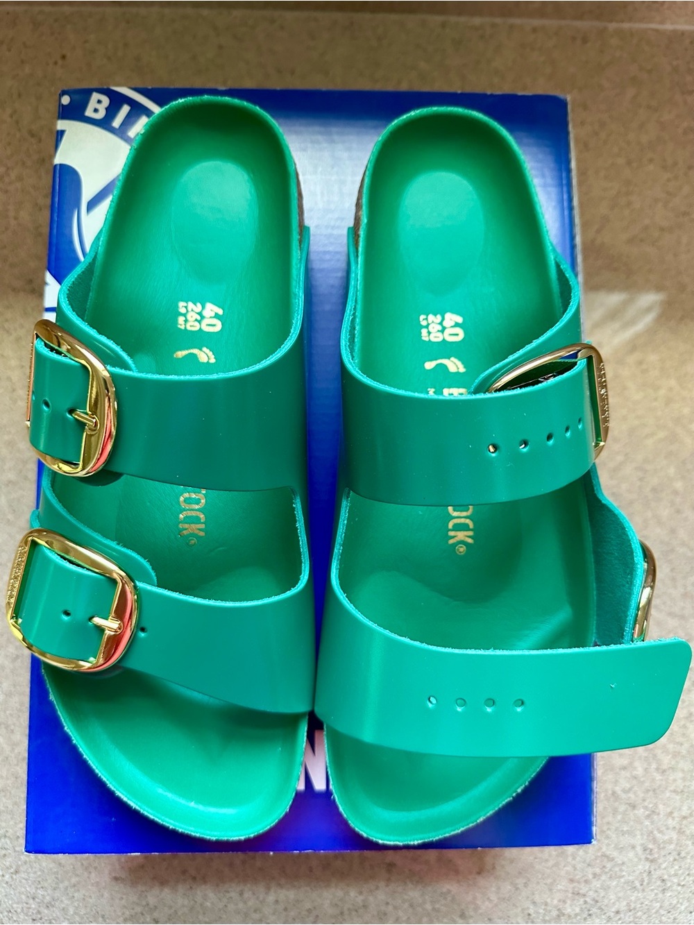 Birkenstock women’s high shine Big Buckle Arizona Sandals